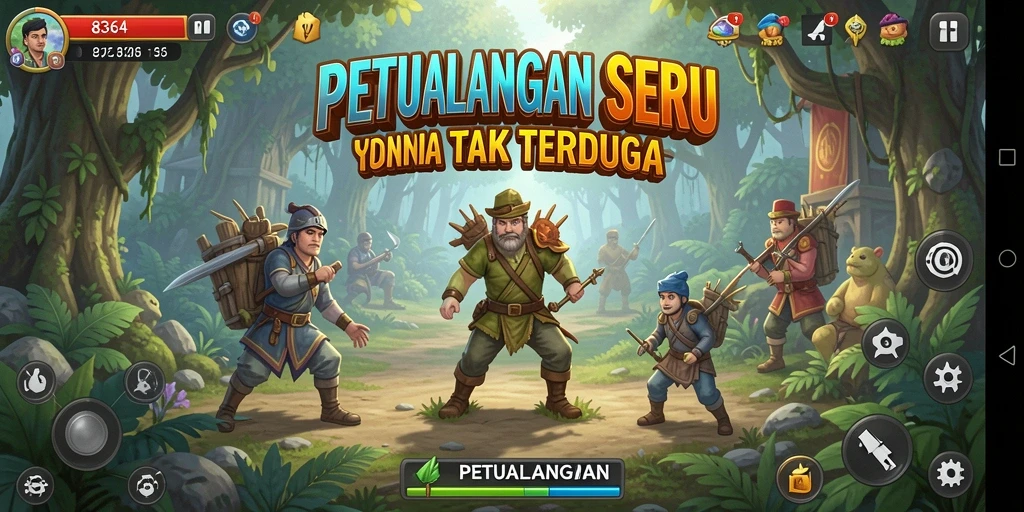 Tampilan antarmuka game Petualangan yang menarik dan interaktif.