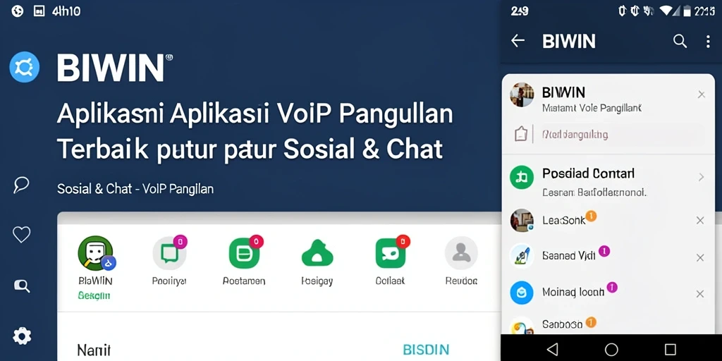 Tampilan antarmuka aplikasi BIWIN untuk VoIP Panggilan.