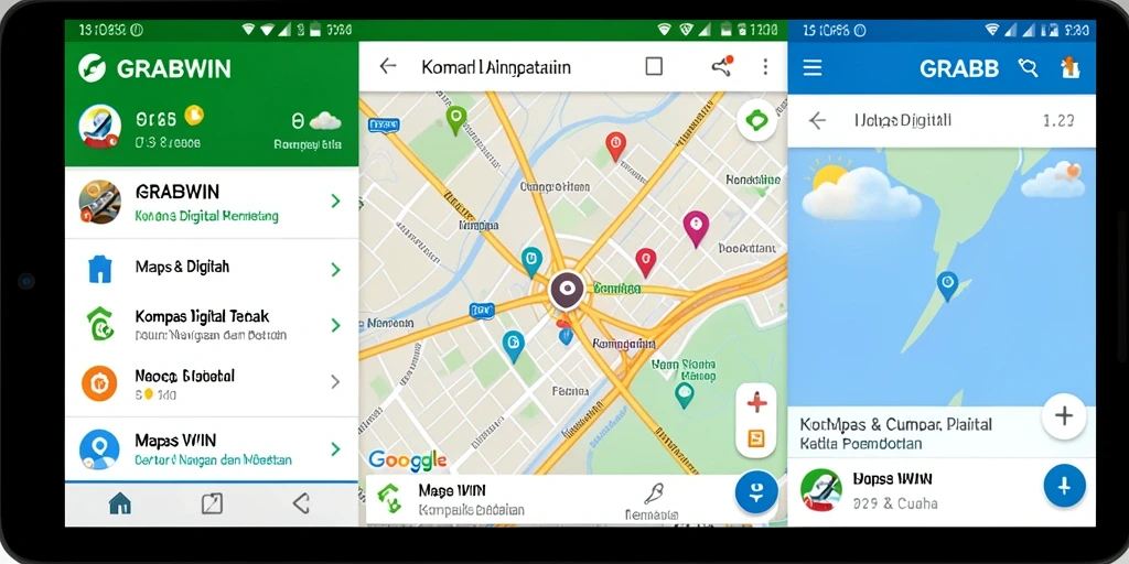 Tampilan antarmuka GRABWIN yang ramah pengguna untuk navigasi dan pemetaan.