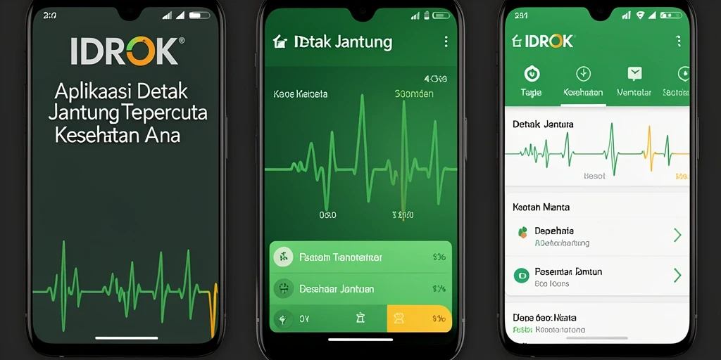 Antarmuka IDROK menampilkan pengukuran detak jantung secara real-time.