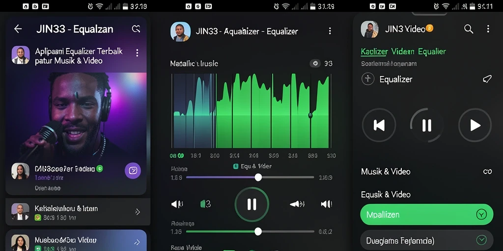 Antarmuka pengguna JIN33 dengan pengaturan Equalizer yang mudah diakses.