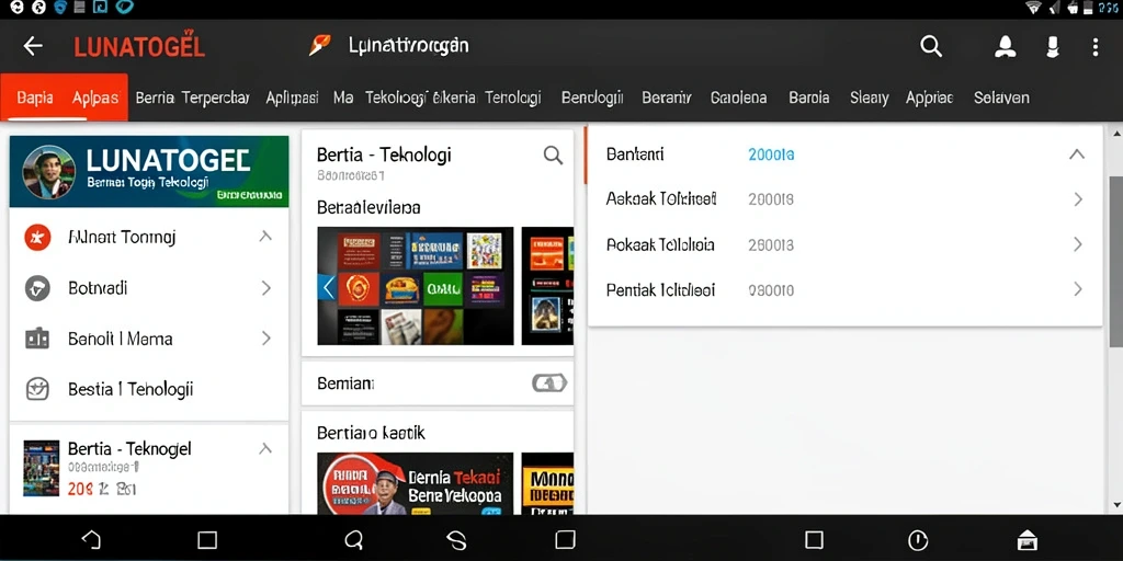 Antarmuka LUNATOGEL yang menarik dan informatif.