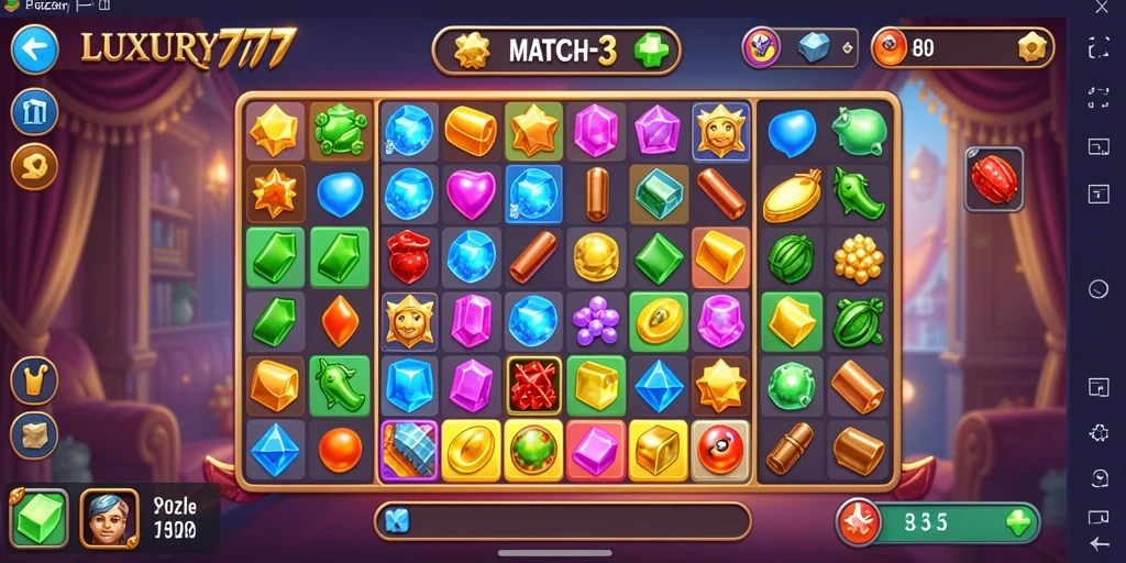 Antarmuka menarik dari game Puzzle Match-3 LUXURY777.