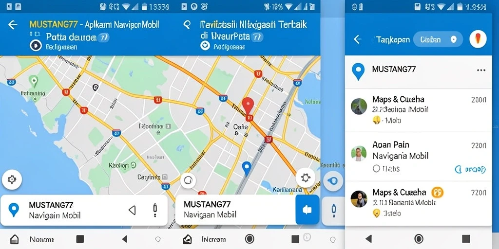 Tampilan antarmuka aplikasi Navigasi Mobil MUSTANG77 yang mudah digunakan.