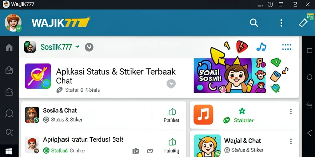 Tampilan antarmuka WAJIK777 yang user-friendly dan stiker yang beragam.